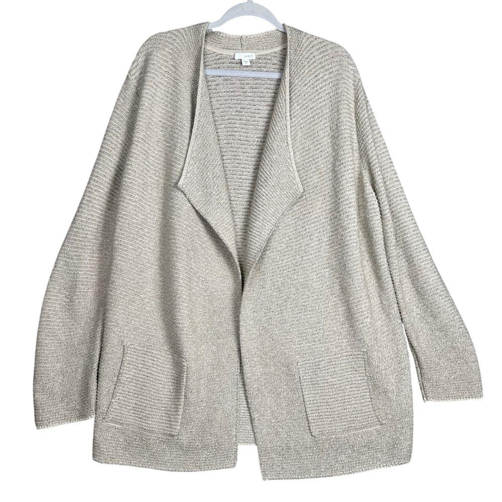 Pure Jill Womens Coastal Open Front Pocket Cardigan Sweater Oatmeal XL Layering